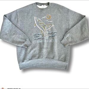 VINTAGE GREY DOLPHIN GRAPHIC SWEATER